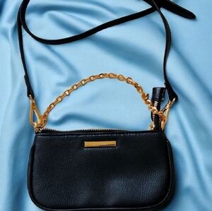 Anne Klein Small Leather Crossbody Or Shoulder Bag Black Euc